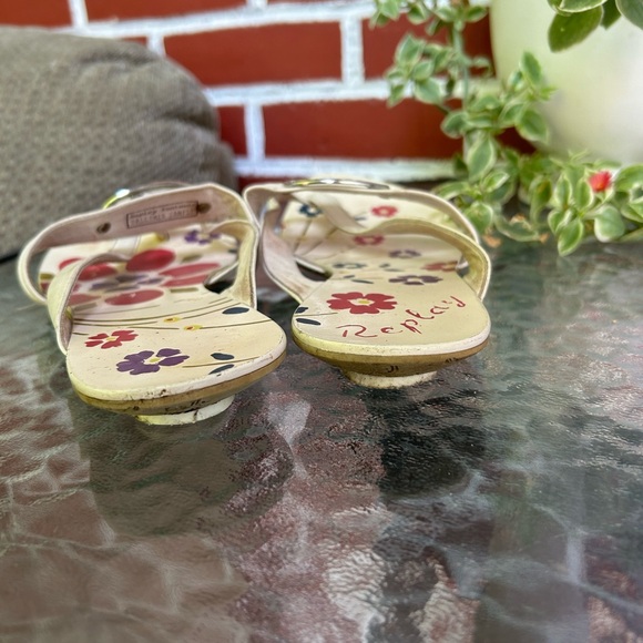 Replay | vintage white leather flower mules / flip flop sandals | size 6.5 - Picture 6 of 7